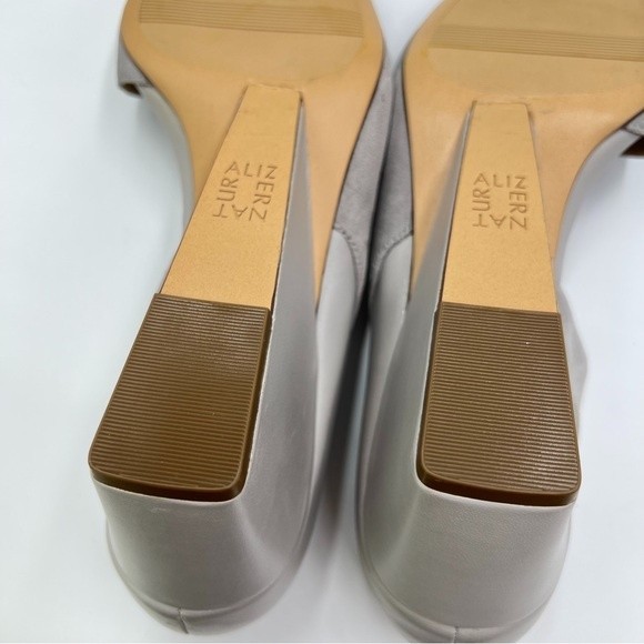 Naturalizer Size 10.5 Grey Gray Leather Suede Open Peep Toe Wedges Pumps Shoes - Picture 10 of 12